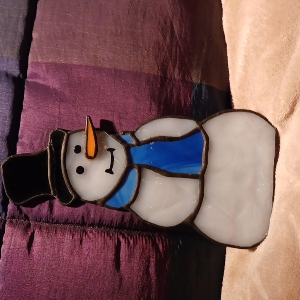 Custom Made Stained Glass Snowman